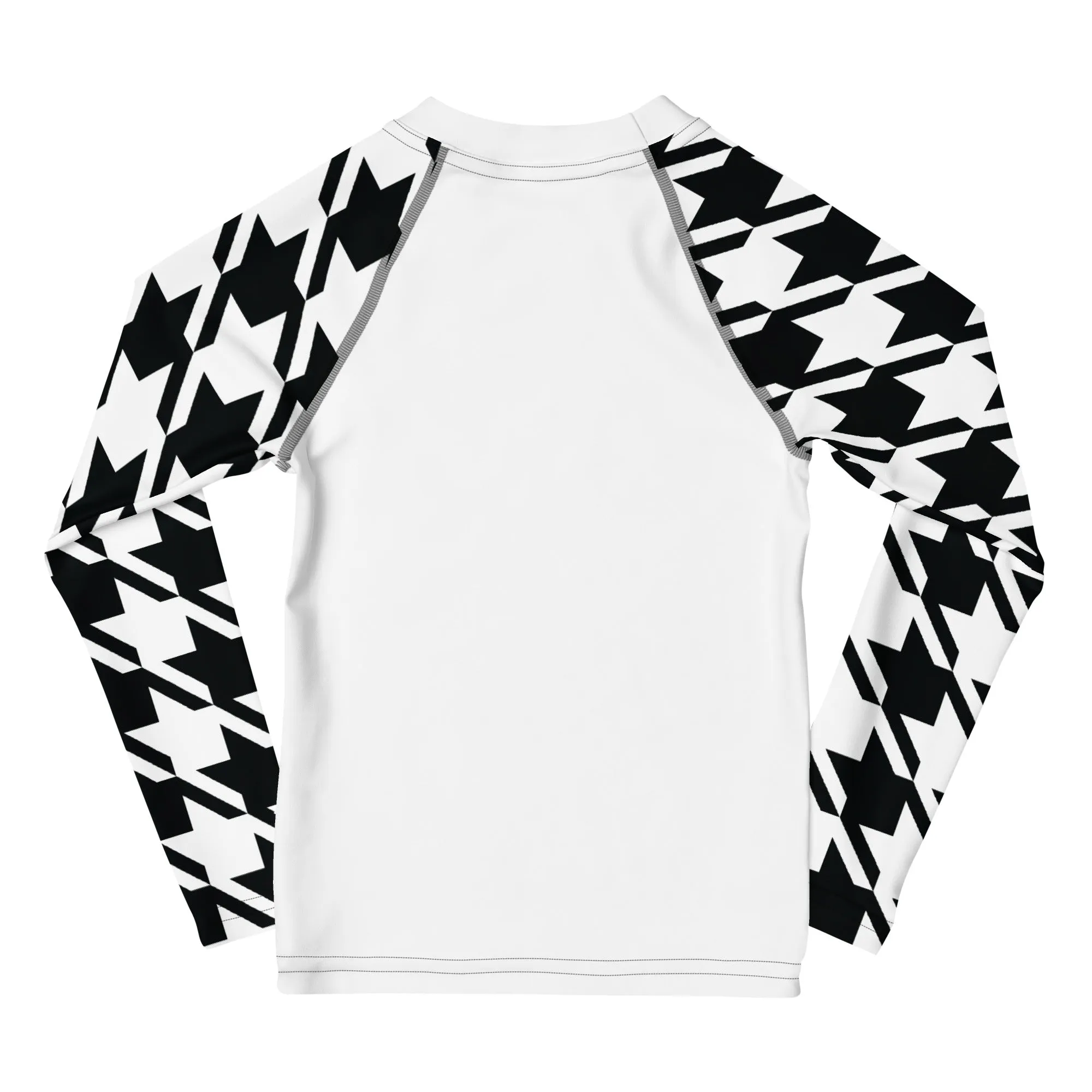 Stylish Protection: Girl's Houndstooth Long Sleeve BJJ Rash Guard