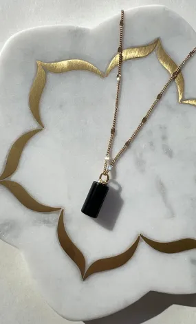 The Tunik Message in a Bottle Charm Necklace - Onyx