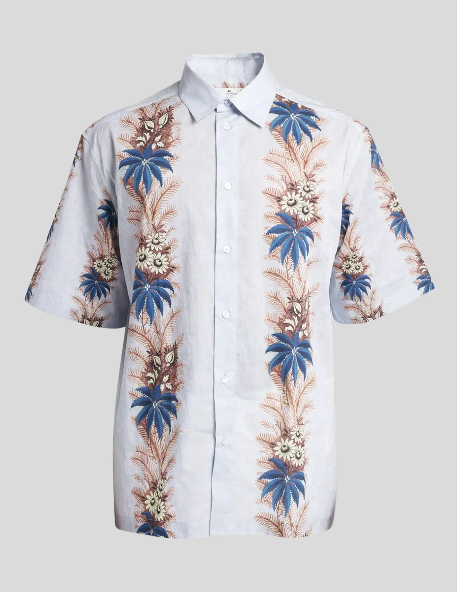 Tropical Panel Strips Shirt | Blue Mix