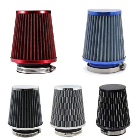 Universal Car Air Filter 76mm 3 Inch High Flow Car Cold Air Intake Filter Aluminum Non-woven Fabric Rustproof Air Intake Hose