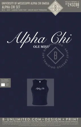 University of Mississippi Alpha Chi Omega - Alpha Chi Set - B C - 1019 - Ladies Tank Top - Solid Navy Triblend