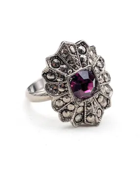 【USA輸入】ヴィンテージ アメジストパープル ビジュー リング/Vintage Amethyst Purple Bijou Ring