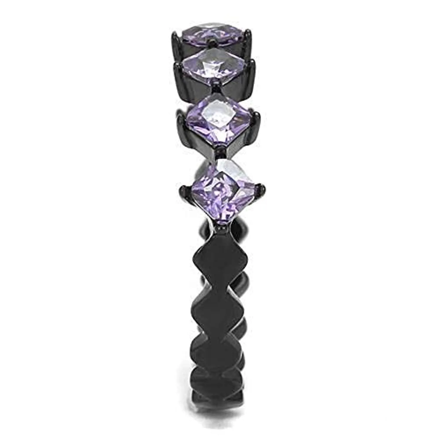 WildKlass Stainless Steel Ring IP Women AAA Grade CZ Amethyst