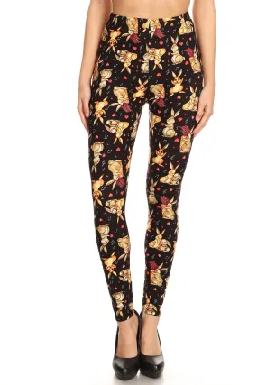 Women's 3X 5X Easter Bunnies Heart Music Note Pattern Print Leggings