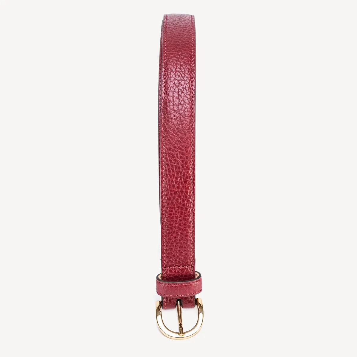 Women's Belt with Round Buckle - Burgundy