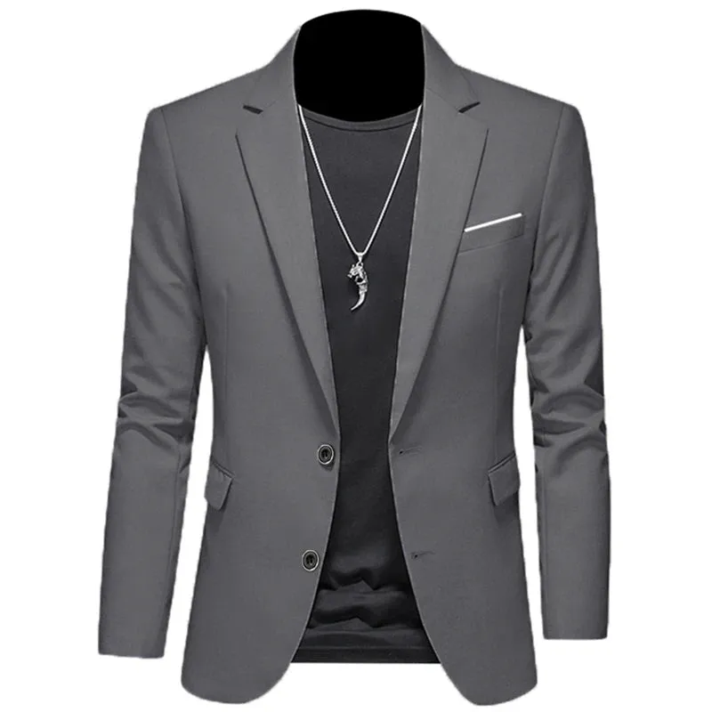 Xituodai 2024 Fashion New Men's Leisure Casual Boutique Business Solid Color Slim Fit Suit Blazers Jacket Dress Coat